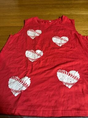 Womens Red Heart Baseball Graphic Tank Top